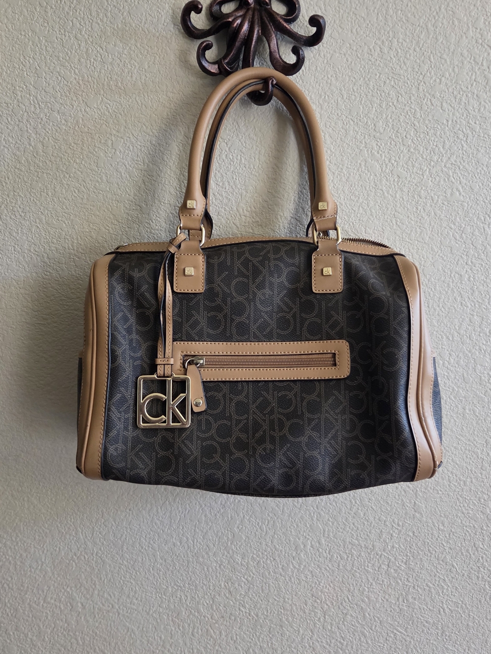 Calvin Klein Brown Monogram Satchel Bag